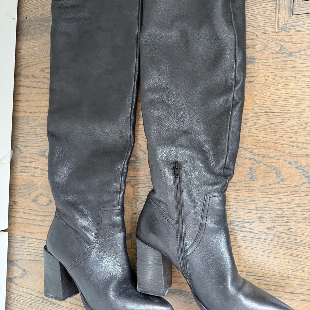 Free People Riley Black Leather Knee-High Women's Boots, slouchy. Size 9. EUC. - Picture 2 of 6